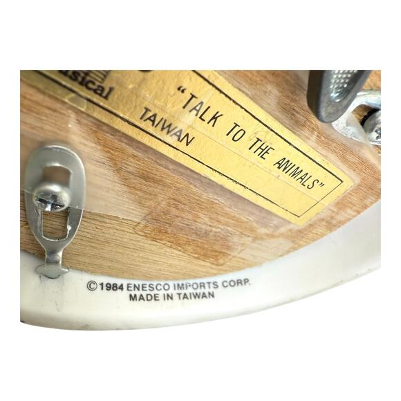 Enesco MUSIC BOX Talk To The Animals Cherub Angel Deer Fruit Basket Ceramic 1984 - Picture 7 of 9